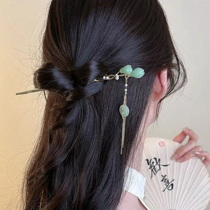 Chinese Style Bamboo Tassel Hairpin – Hanfu Headwear