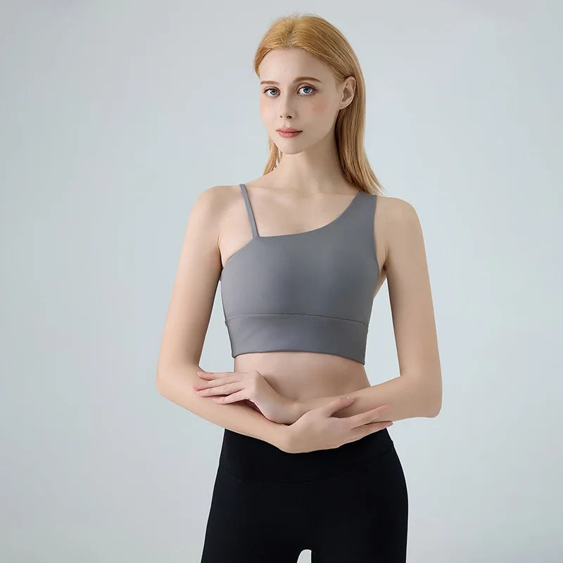 Sports Bra for Women, Shock-absorbing and Anti Sagging Bra, Worn Externally with Chest Cushion, Sloping Shoulder, Fitness Dance