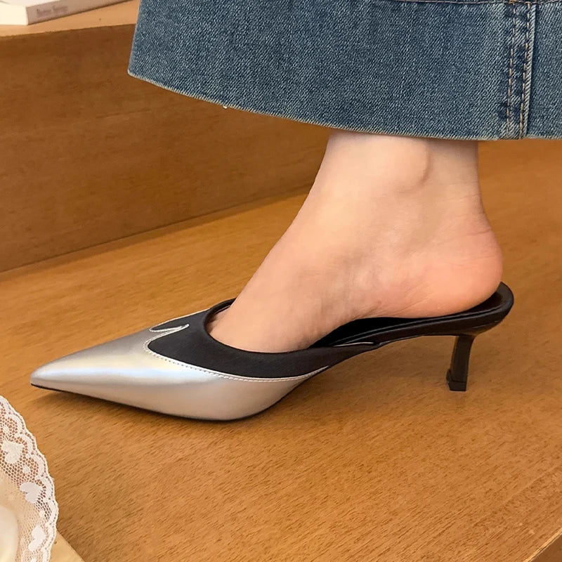 Women Slippers Pointed Toe Sexy Fashion Shoes Elegant Summer Heeled Shoes Woman 2025 Designer Luxury Pumps Dress New Shoes Lady