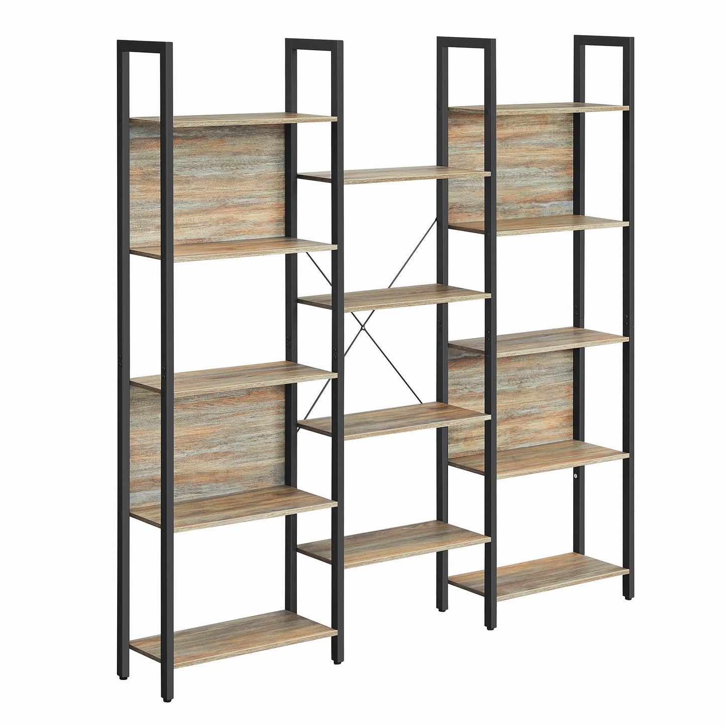 VASAGLE Bookcase, Bookshelf with 14 Shelves, Metal Frame, Shelf Unit for Living Room, Home Office, Industrial Style