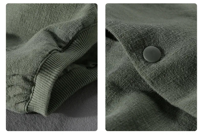 Men’s Cotton Linen Jacket – Casual Travel Stand Collar