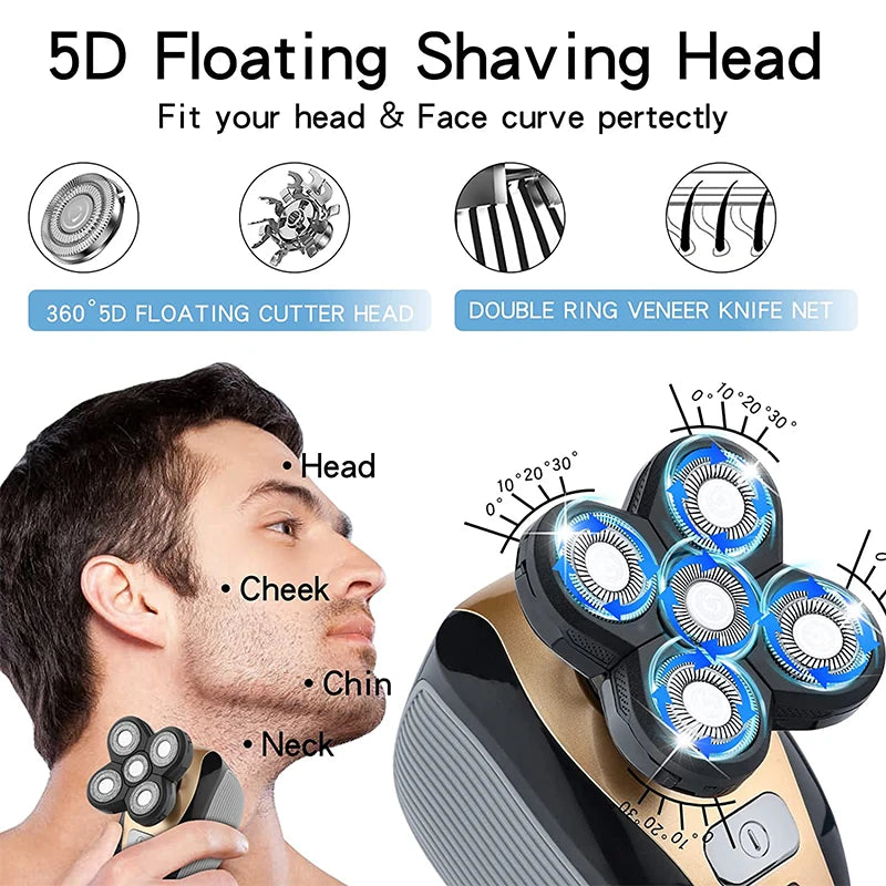 5-in-1 Rechargeable Waterproof Men’s Electric Shaver