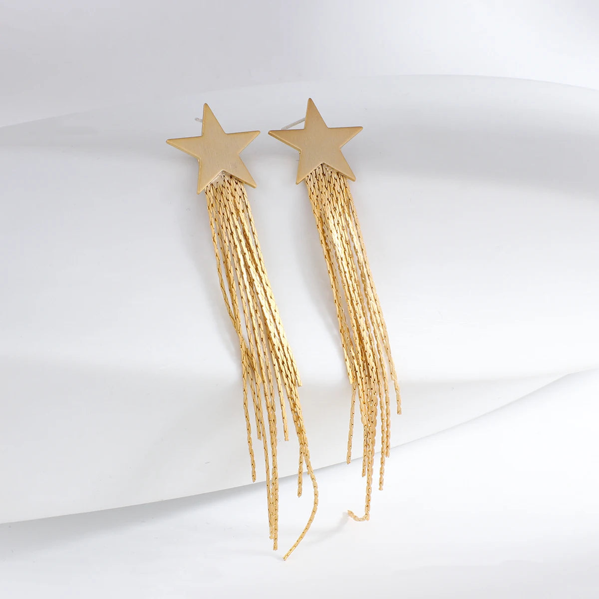 AENSOA Gold Star Tassel Drop Earrings for Women