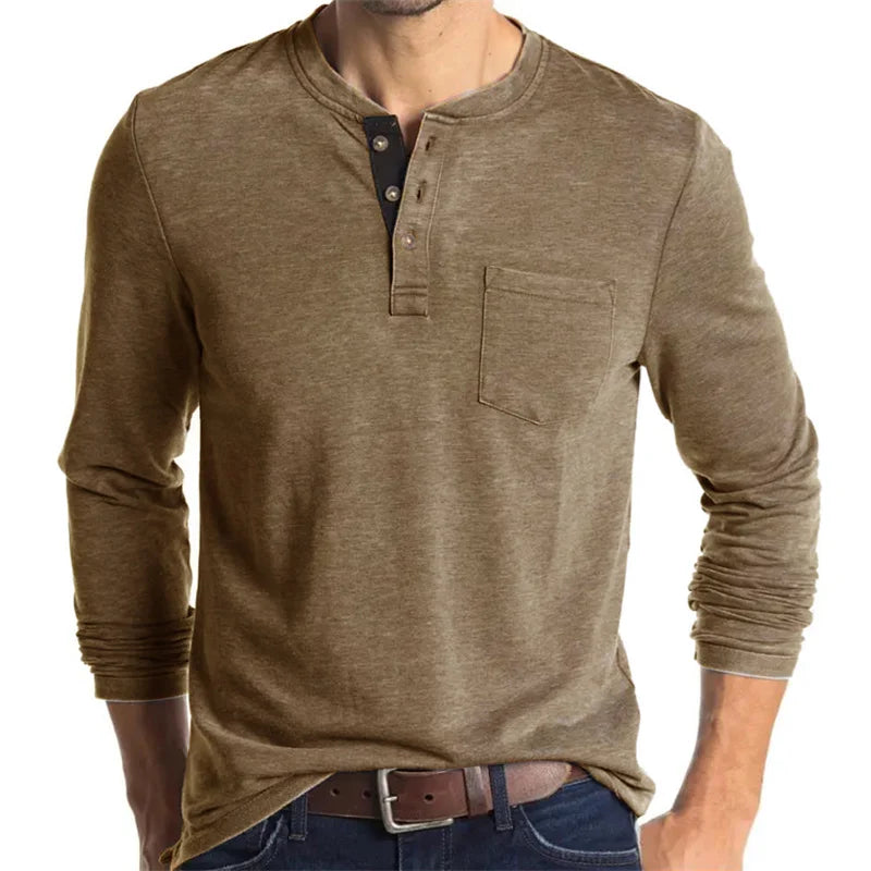 Men’s Casual Long Sleeve Elastic T-Shirt