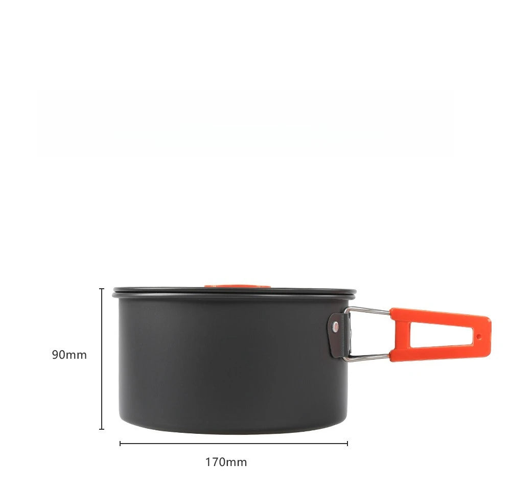 Outdoor Camping Cookware Set – Stainless Steel Pot & Kettle