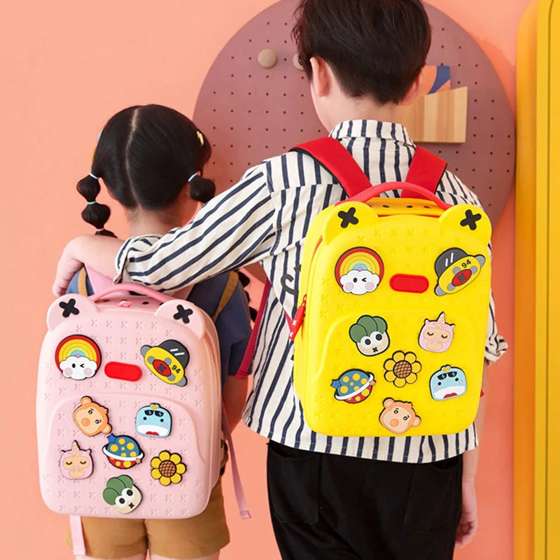 Fashion DIY Cartoon School Bags for Kids Boys Waterproof Children School Backpacks for Girls Kindergarten Kawaii Book Bag Gift