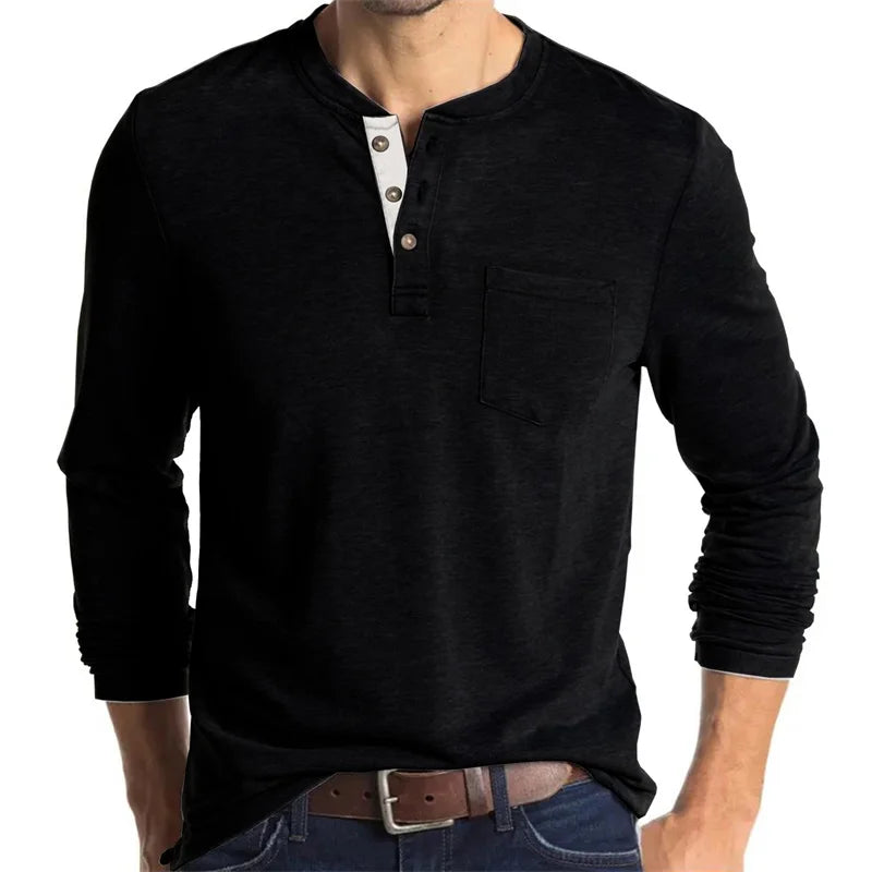 Men’s Casual Long Sleeve Elastic T-Shirt