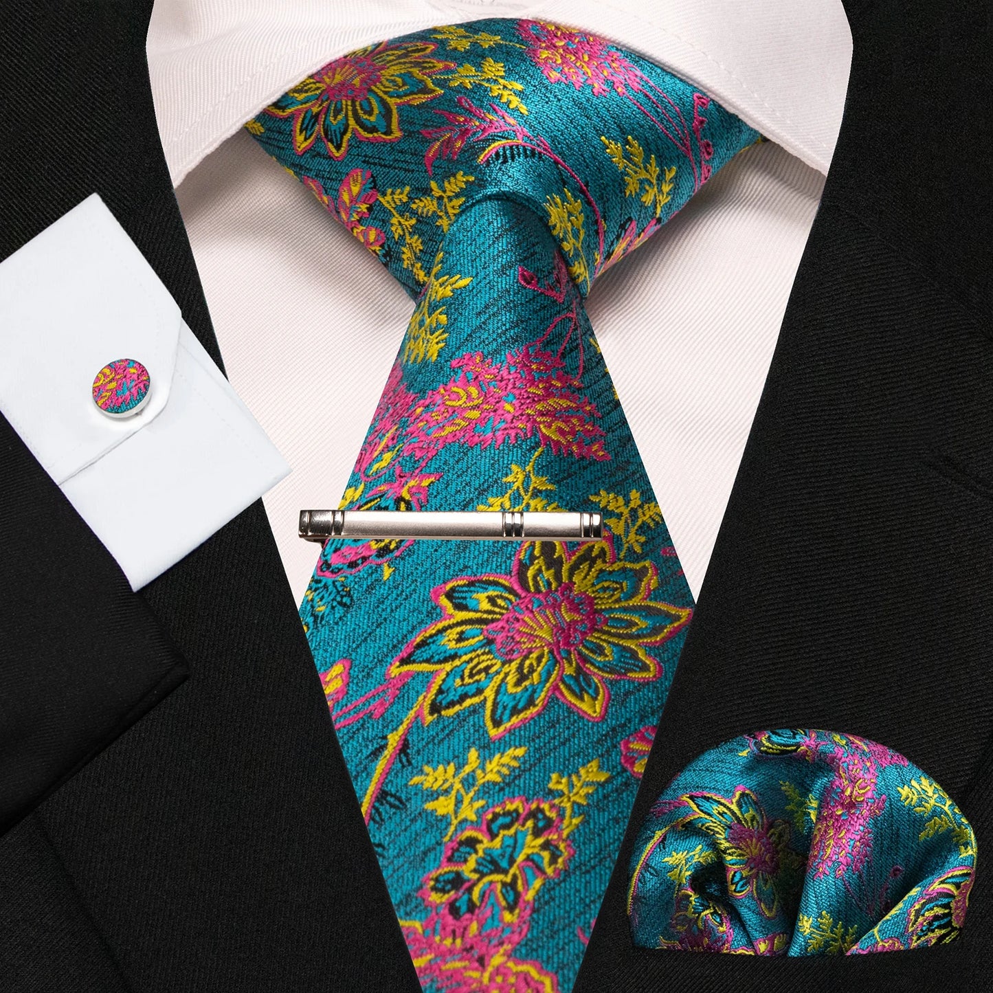 8cm Silk Men’s Tie Set with Pocket Square