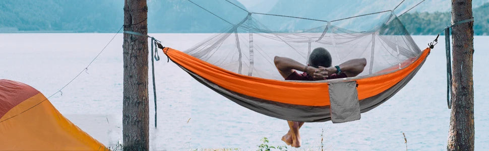 Double Camping Hammock with Mosquito Net Portable