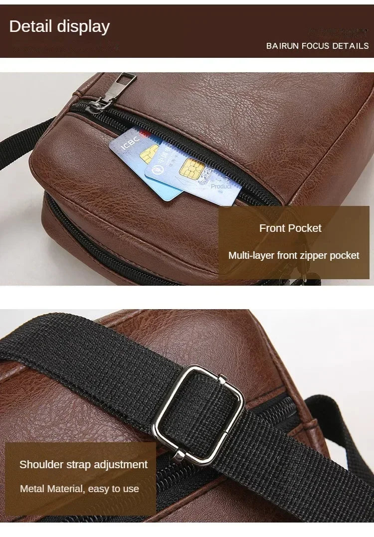 Vintage Messenger Bag Men PU Leather Business Worker Shoulder Bag Brown Black Man Crossbody Bag Male Handbag Gift for Husband