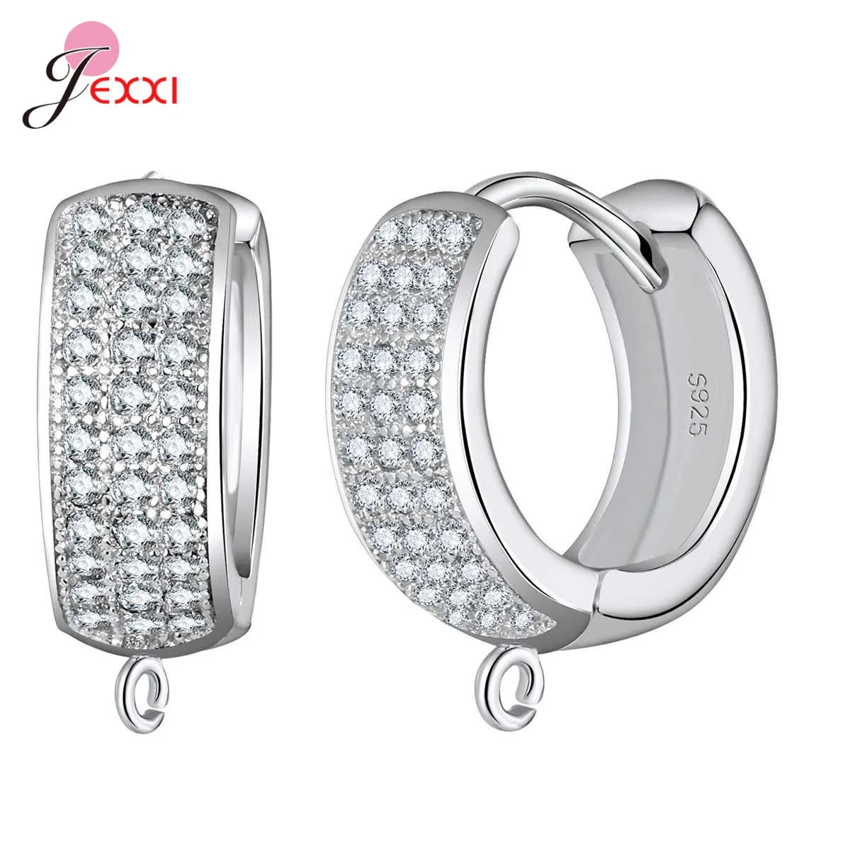 Trendy 925 Sterling Silver Earring Hooks For DIY Jewelry Makings Cubic Zirconia Earring Clasps Accessories