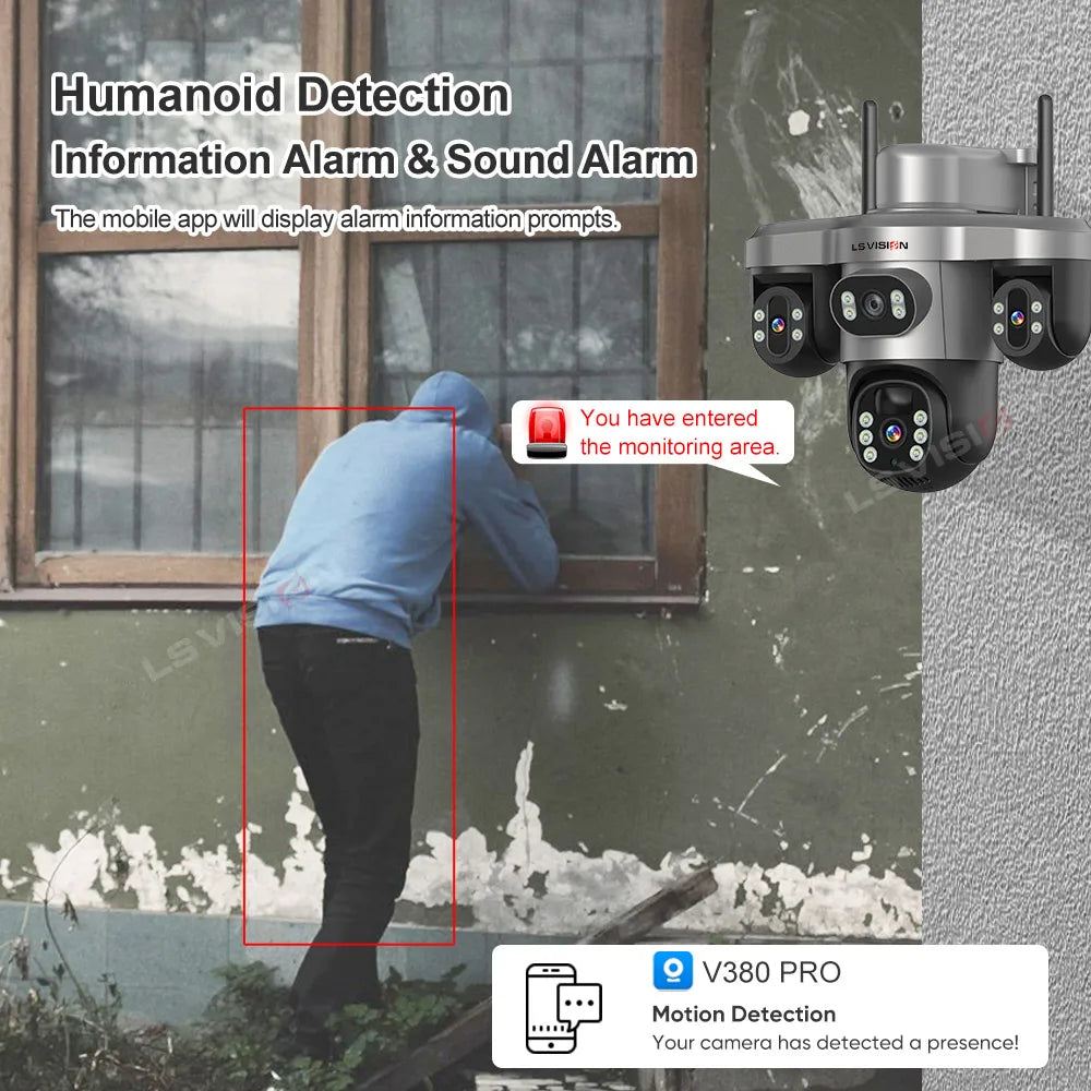 LS VISION V380 Pro 4G Solar PTZ Security Camera 15MP