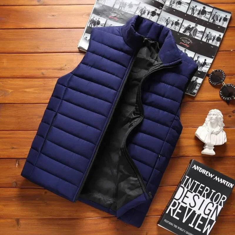 Men’s Winter Cotton Padded Sleeveless Vest Jacket