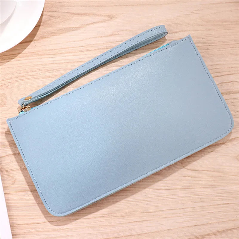 Women’s Long Leather Wallet – Zipper Clutch & Card Holder