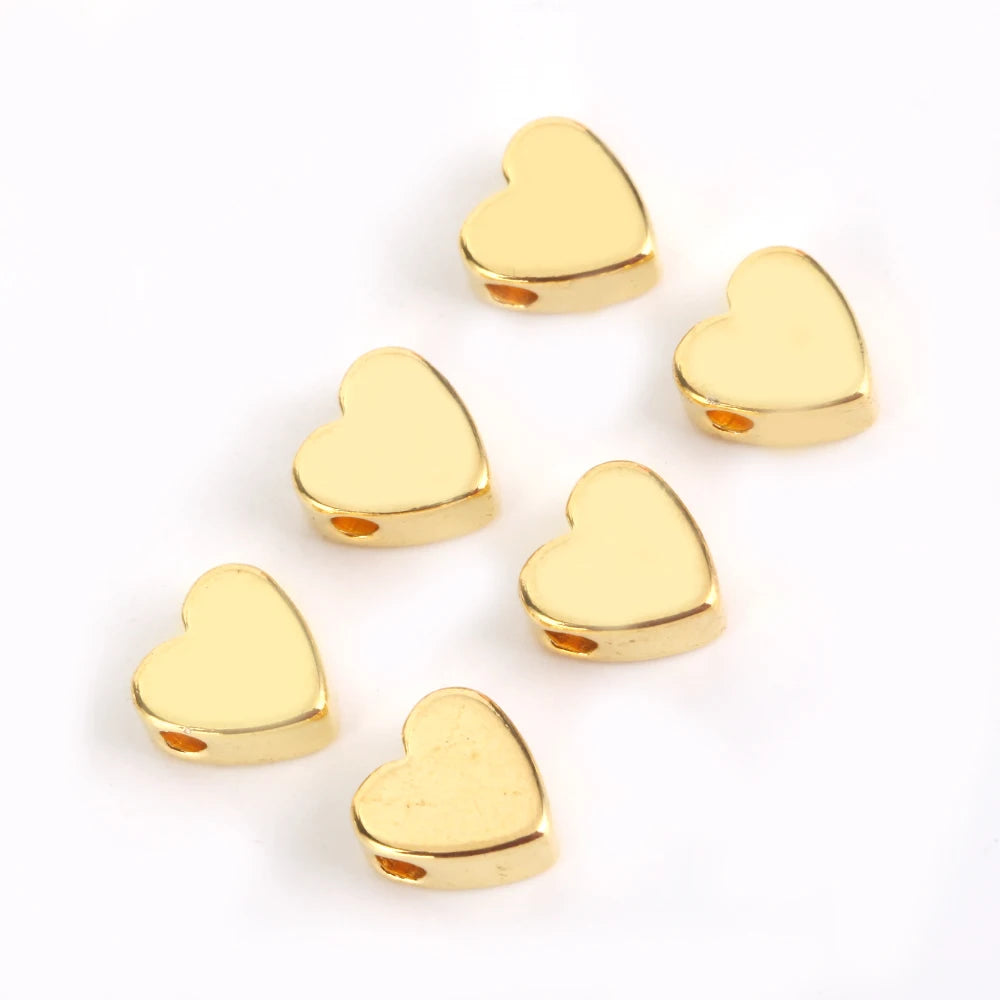 30pcs Gold & Silver Heart Spacer Beads