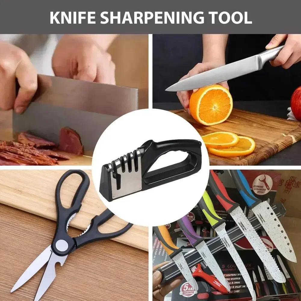 4-Stage Kitchen Knife Sharpener with Non-Slip Base