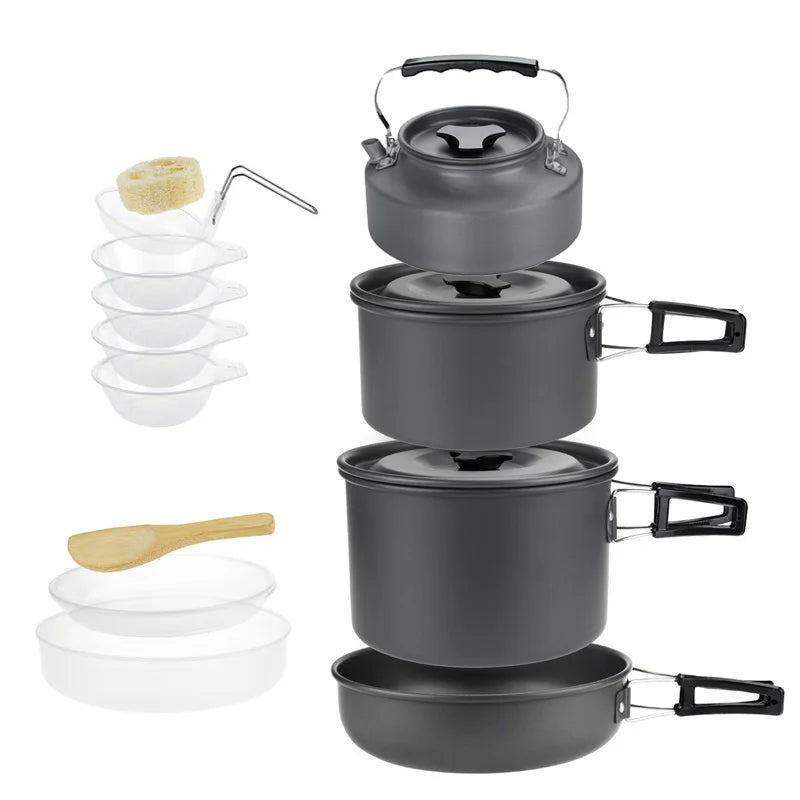 Camping Cookware Set Portable Pot & Pan for 1–7 Persons