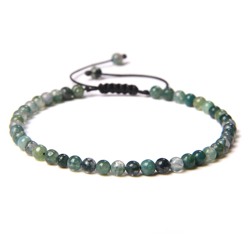 4MM Natural Stone Beaded Bracelet – Adjustable Unisex Quartz