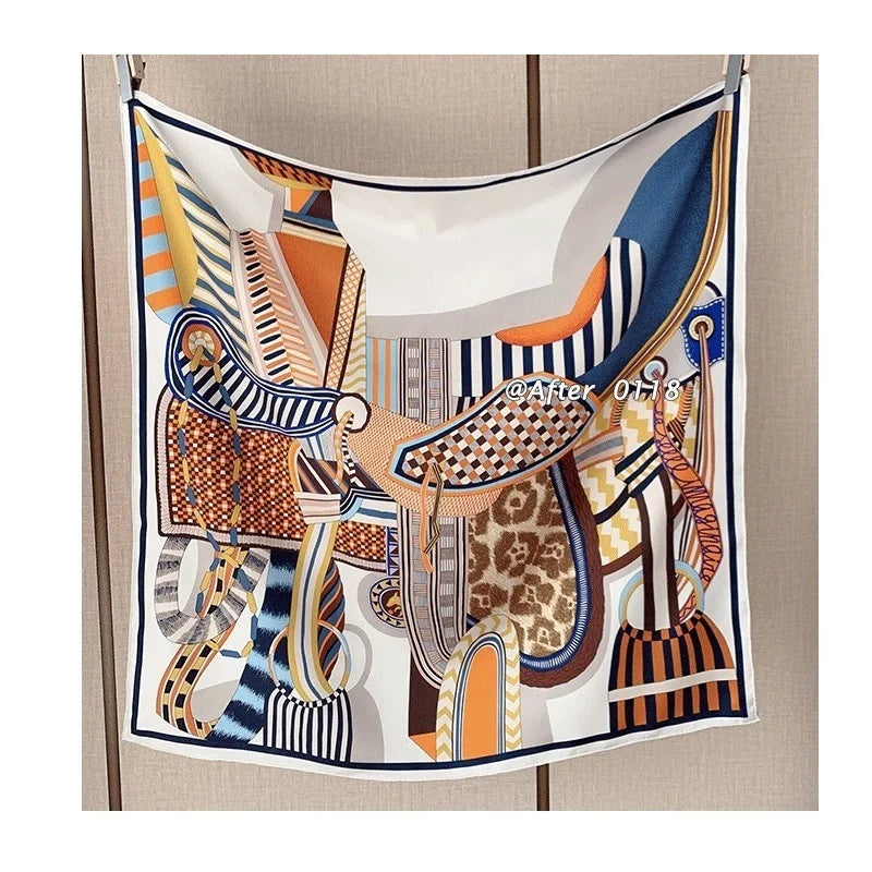 100% Silk Square Scarf – Fashion Neckerchief & Shawl 88cm