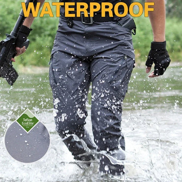 Men’s Waterproof Cargo Pants Multi-Pocket Training Trousers