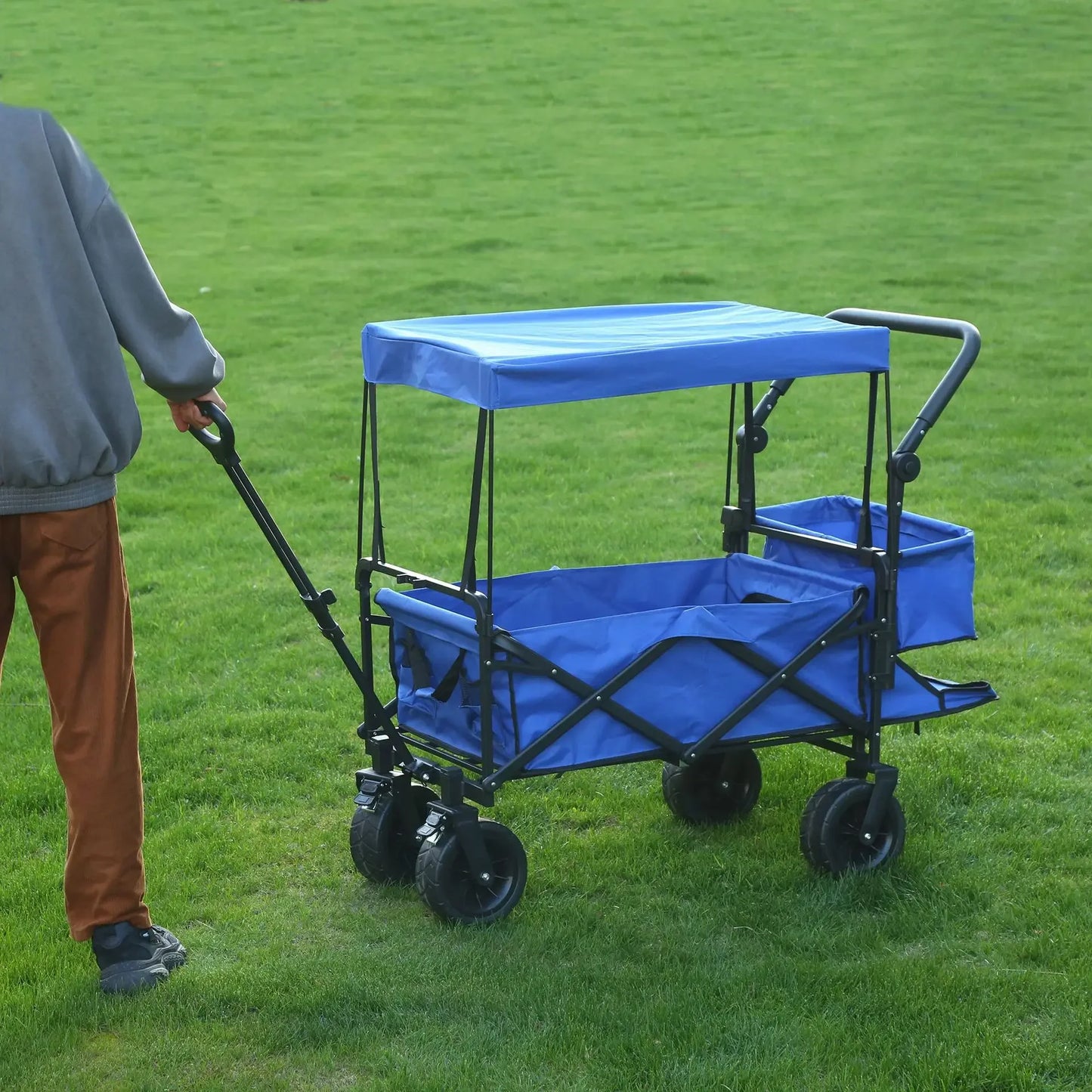 Foldable Camping Cart with Awning & Table