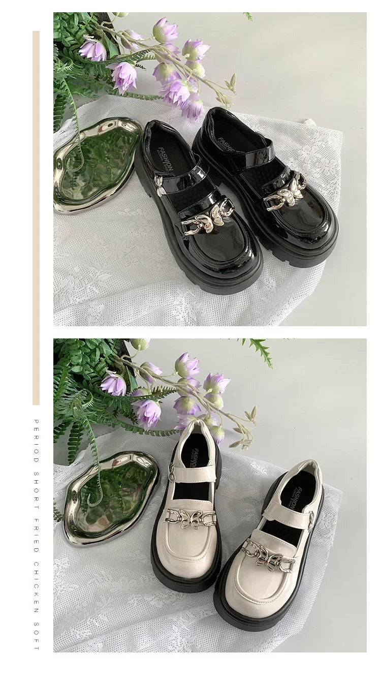2025 Woman Elegant Shoes Spring New Fashion French Style Soft Non-slip Versatile Chic Butterfly Black Mary Jane Leather Shoes