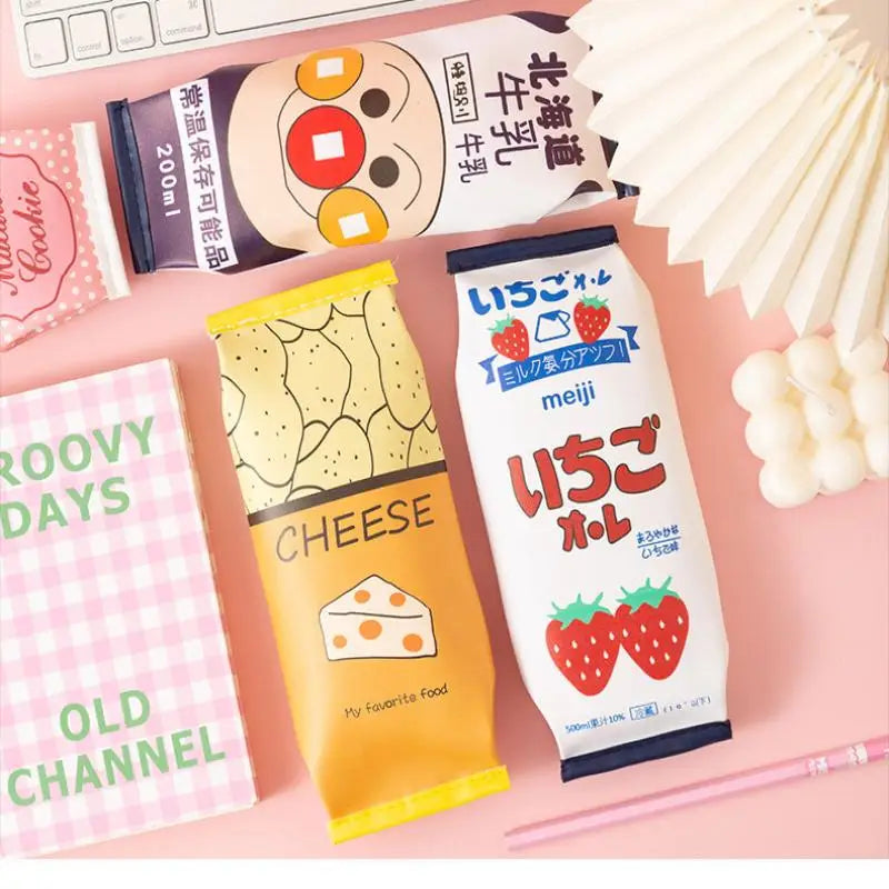 Random 1Pc Creative Simulation Snack Pencil Case PU Leather School Pencil Bag Student Pen Bag Kid Stationery Bag Fun Organizer