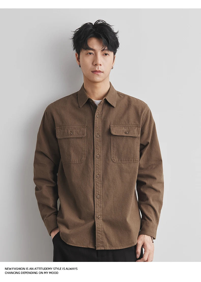 Men’s Cotton Work Shirt Jacket – Autumn Outdoor Safari Style