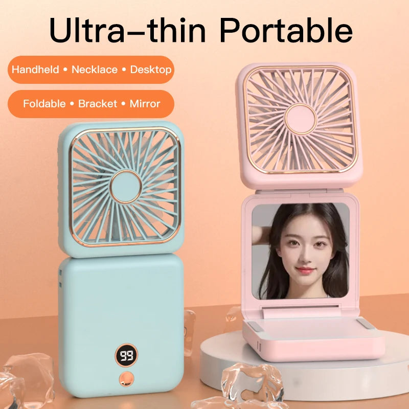 3-in-1 Mini Portable Neck & Handheld Fan with Power Bank