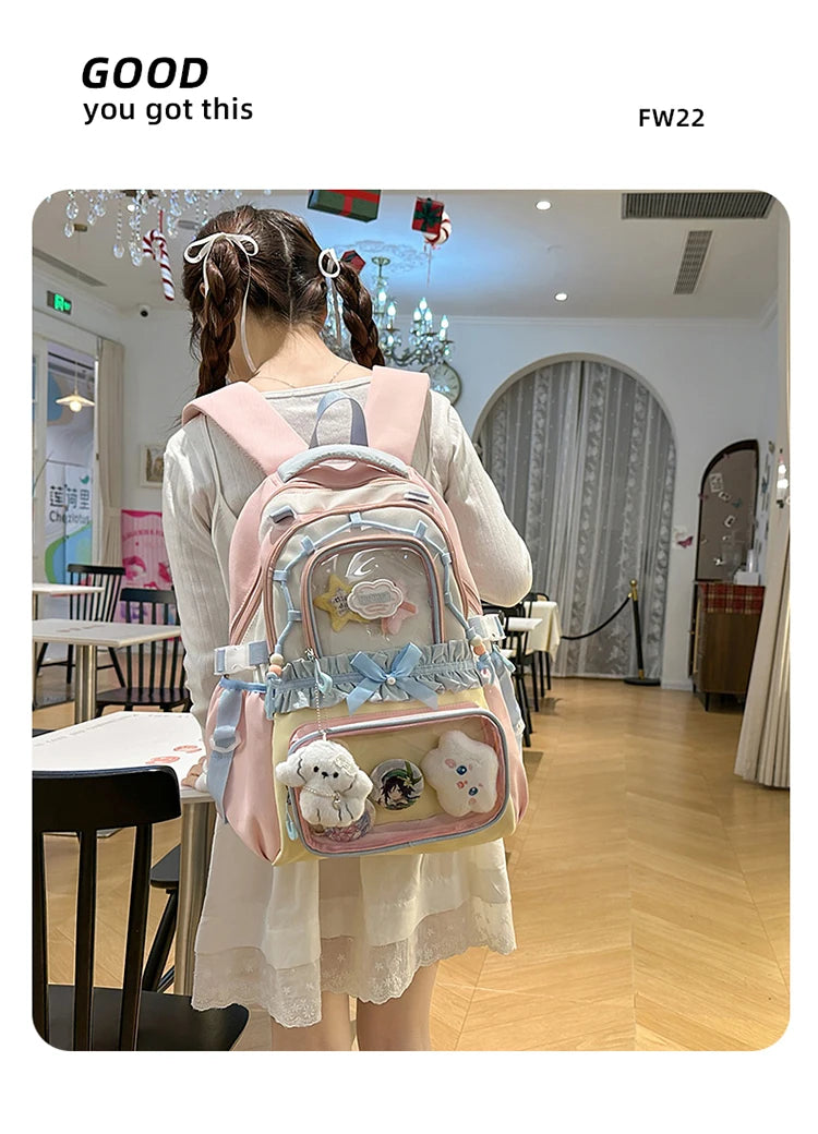 Large Capaci Children's School Bag Set for Girls Primary And Middle School Double oulder Bapa Sweet College Sle