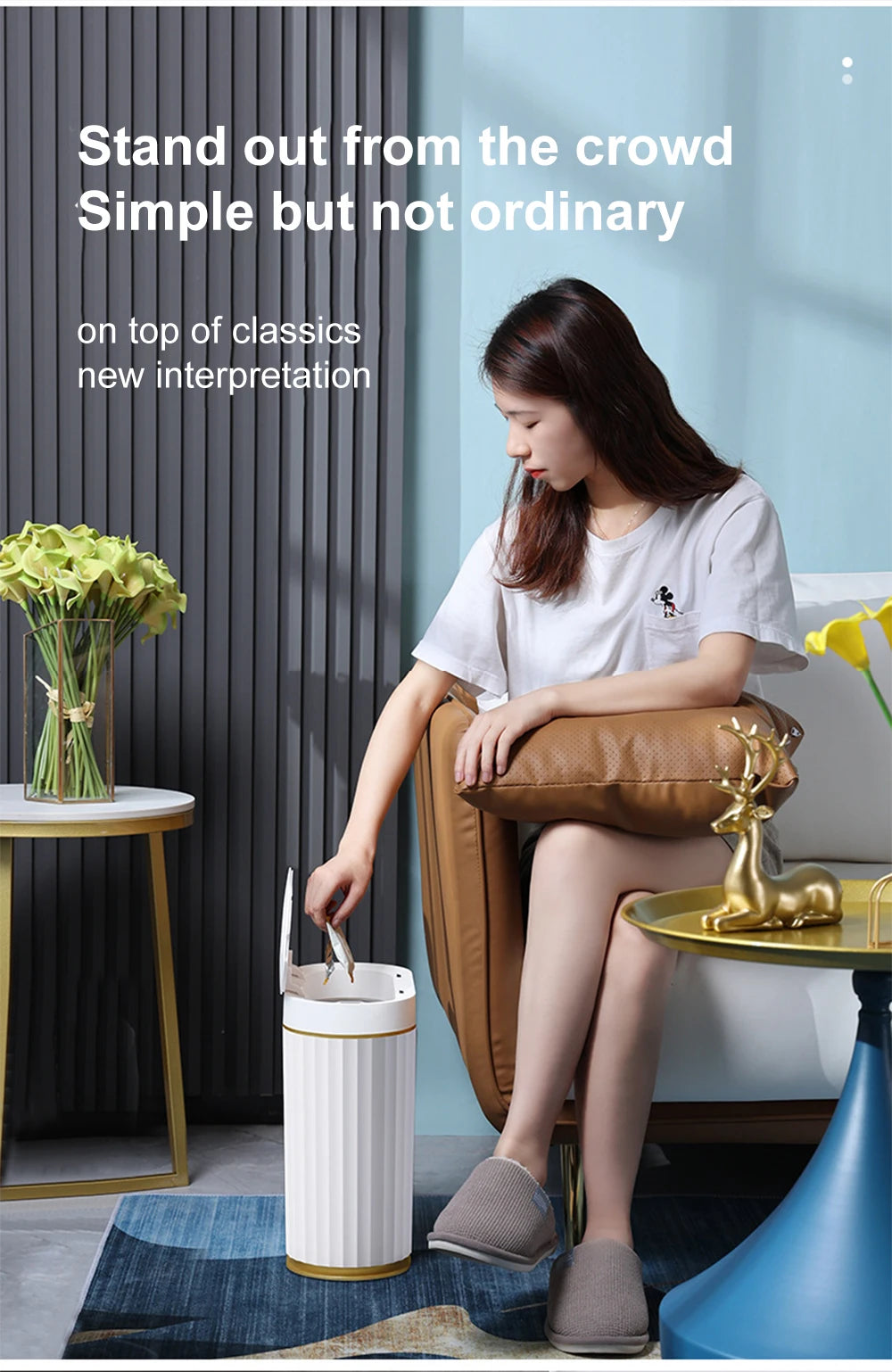 Smart Home Automatic Sensor Trash Can For Kitchen Bathroom Toilet Smart Trash Can Living Room Dustbin Wastebasket Waterproof Bin