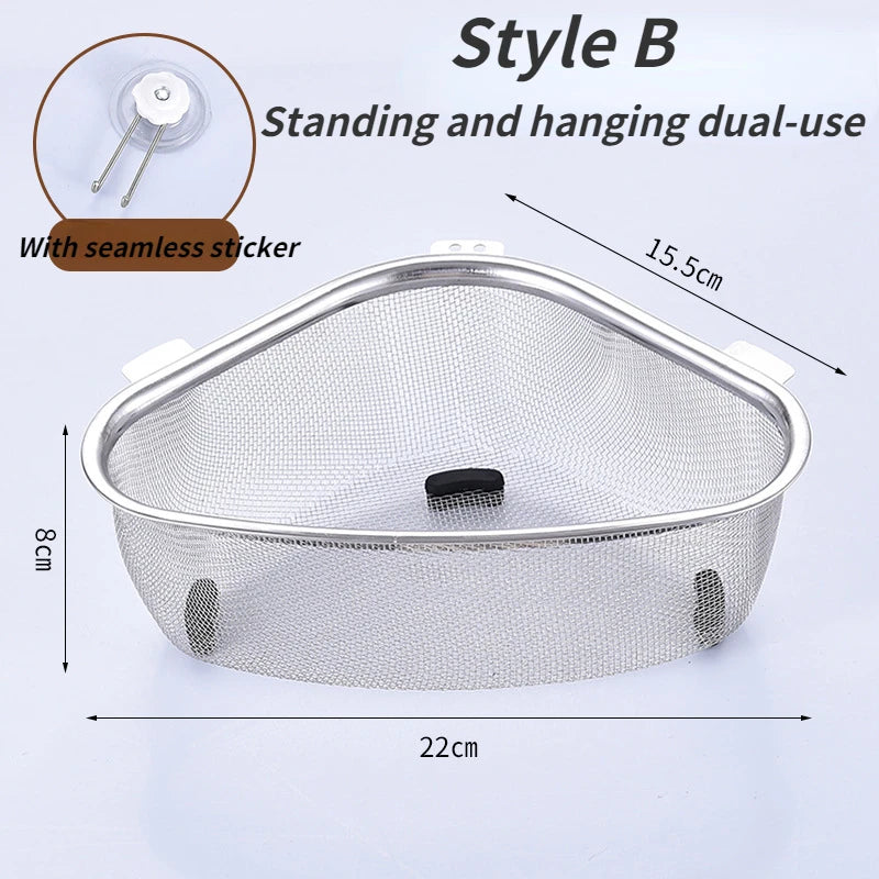 Stainless Steel Triangle Sink Drain Basket Strainer