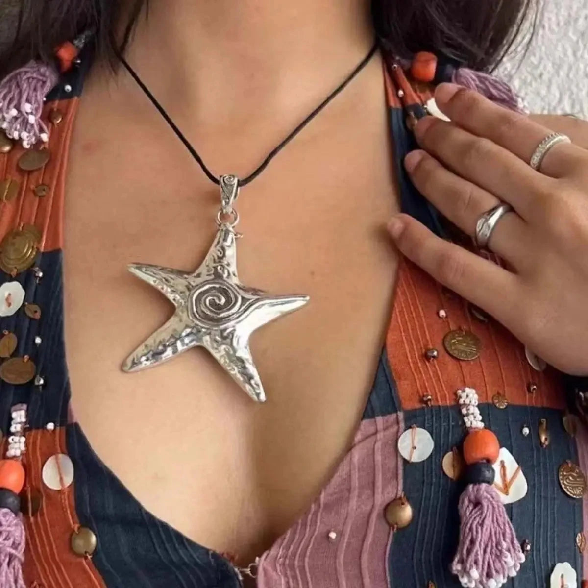 Boho Conch Stone Tassel Pearl Layered Necklace