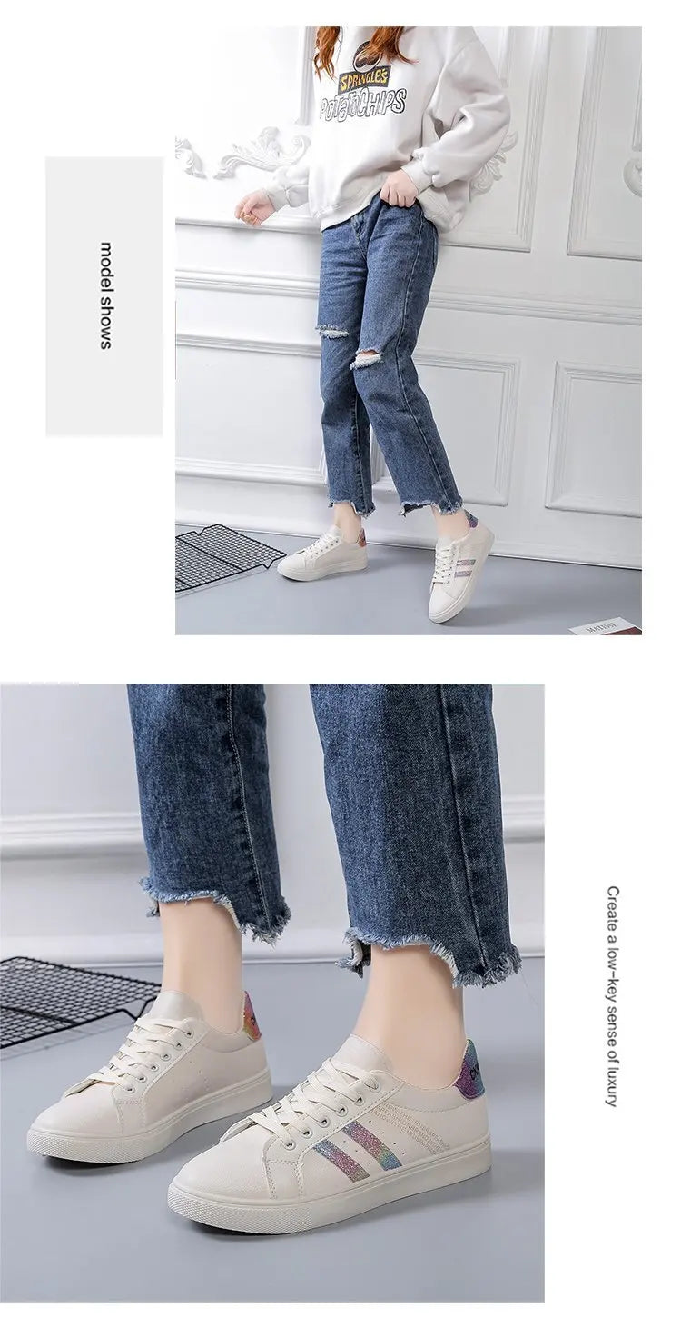 Women Sneakers Autumn New Casual Walking Shoes Woman Flat Lace Up High Quality Sneakers Fashion Flat-bottomed Casual Shoes