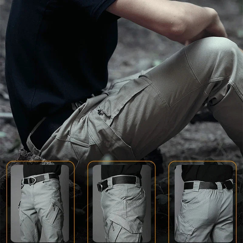 Men’s Waterproof Cargo Pants Multi-Pocket Training Trousers