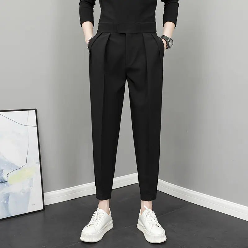 Men High Waist Casual Loose Spring Summer Pants