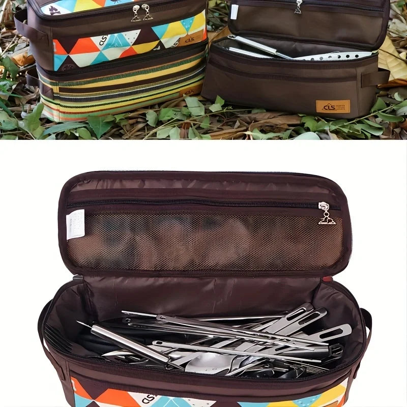 Camping Cooking Utensils Storage Bag Portable BBQ Travel Kitchen Toolkit