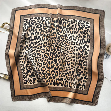 Leopard Print Square Scarf Women’s Silk Style