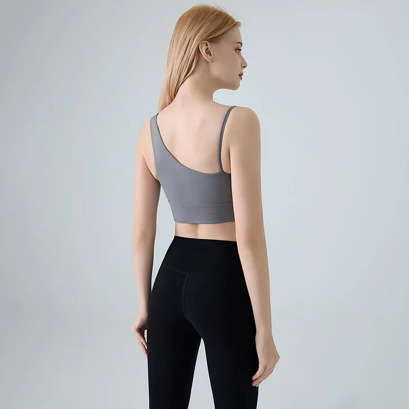 Sports Bra for Women, Shock-absorbing and Anti Sagging Bra, Worn Externally with Chest Cushion, Sloping Shoulder, Fitness Dance