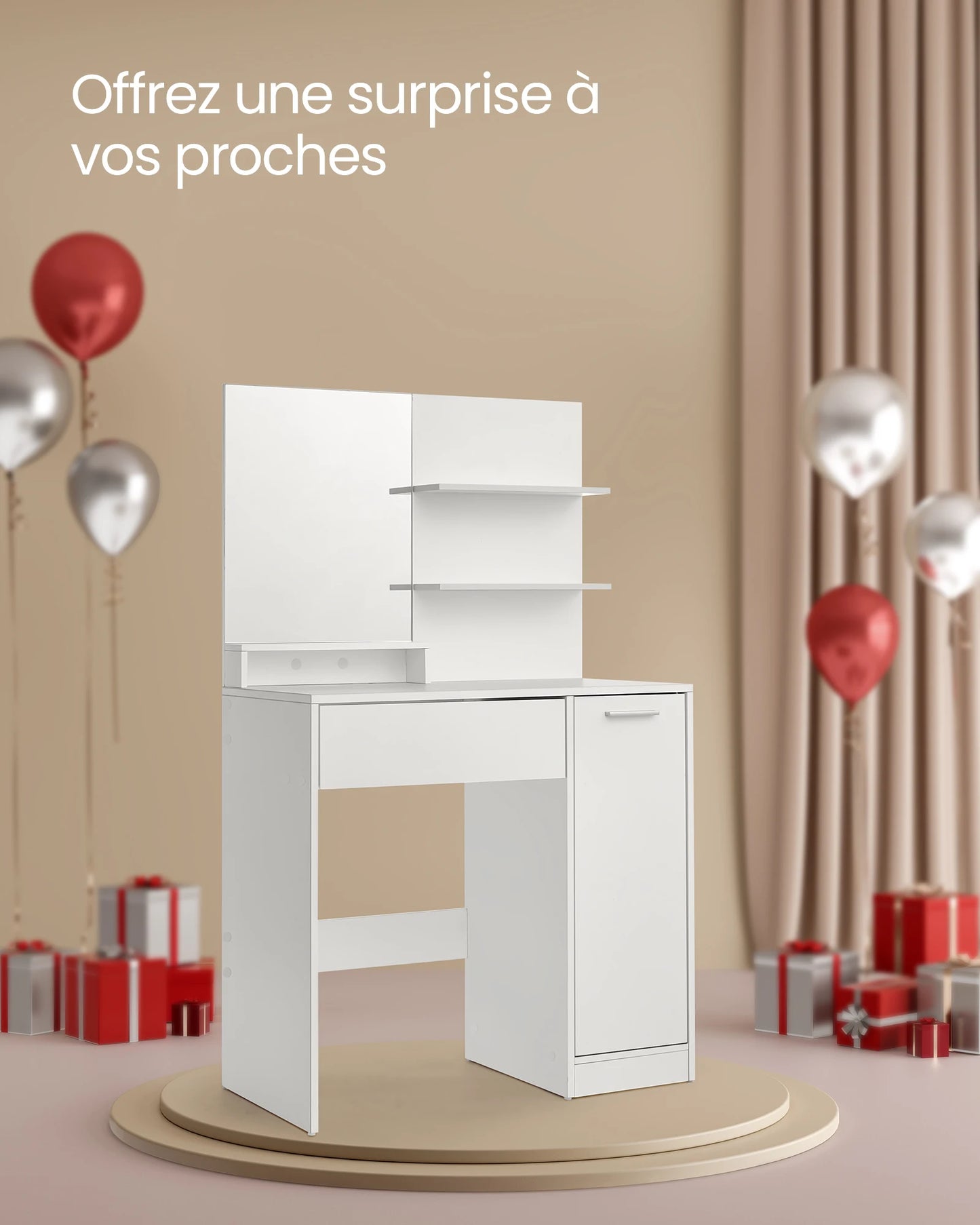 Modern Vanity Table with Mirror & Storage