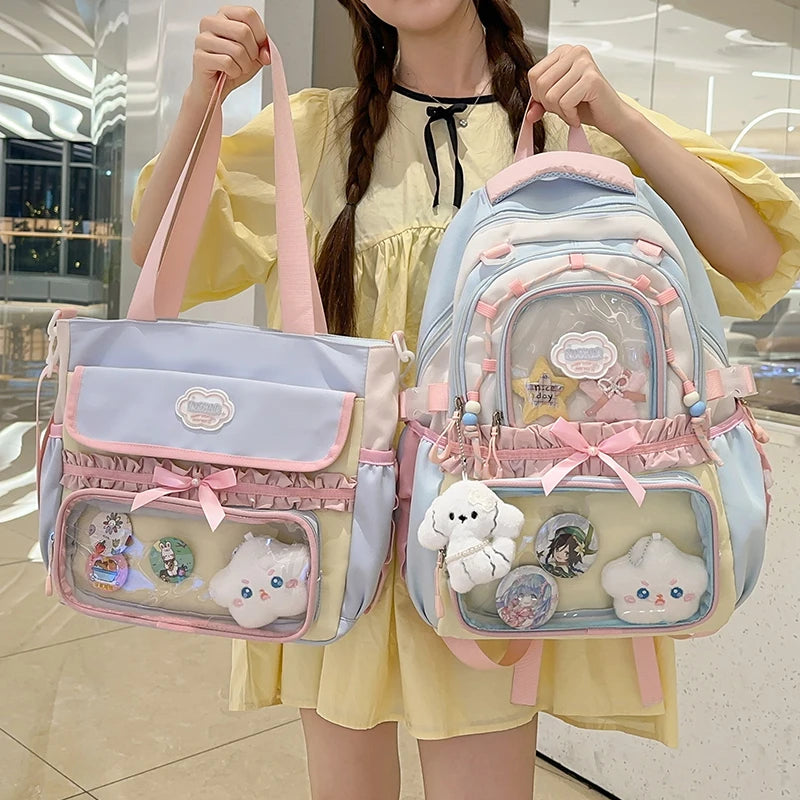 Large Capaci Children's School Bag Set for Girls Primary And Middle School Double oulder Bapa Sweet College Sle