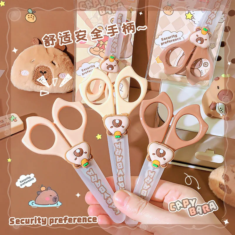 1pc School Useful Back To School Stationery Scissors Cute Capybara Craft Scissors Mini Scissors for Diy Children's Scissor