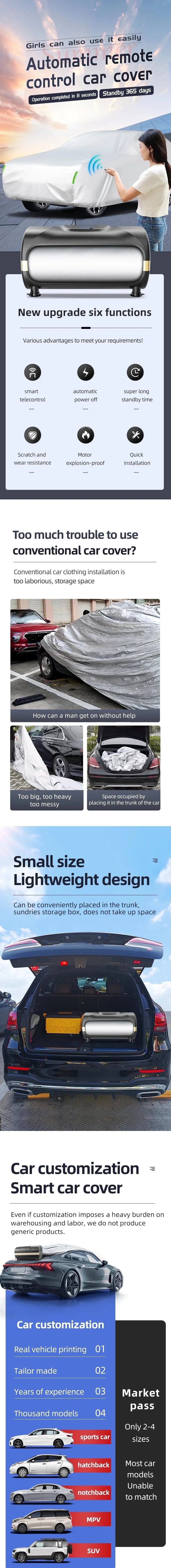 Automatic Remote Control Car Cover with Sun Protection