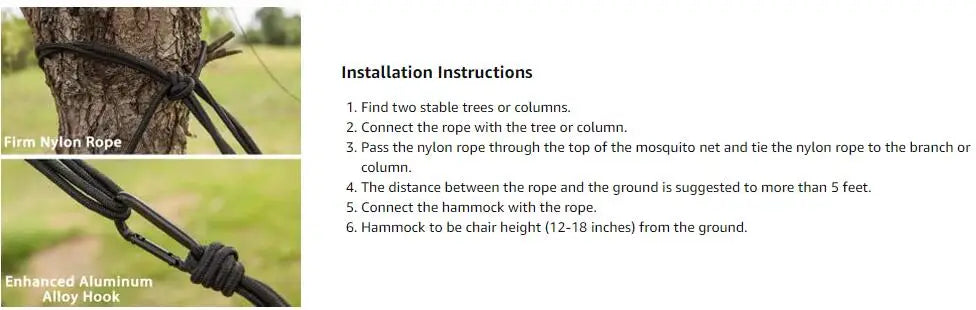 Double Camping Hammock with Mosquito Net Portable