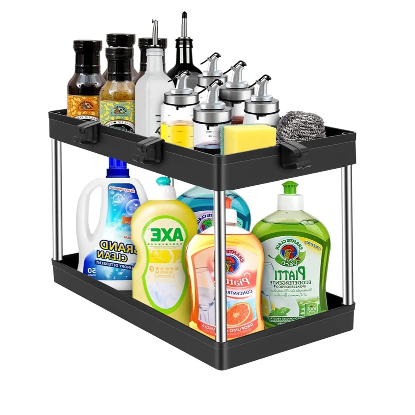 2-Tier Under Sink Organizer Sliding Drawer Rack