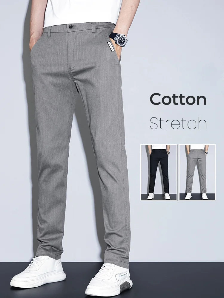 Men’s Cotton Stretch Business Pants – Slim Fit Trousers