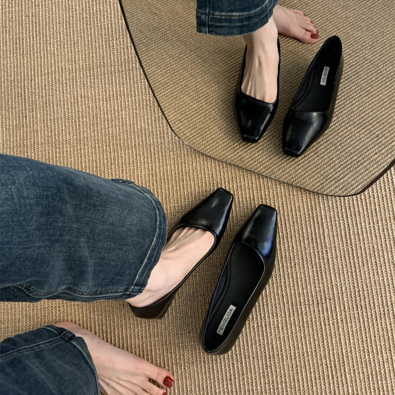 Elegant Women’s Low-Heel Pumps – Round Toe Spring