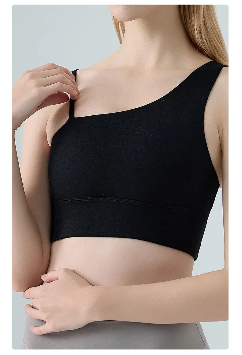 Sports Bra for Women, Shock-absorbing and Anti Sagging Bra, Worn Externally with Chest Cushion, Sloping Shoulder, Fitness Dance