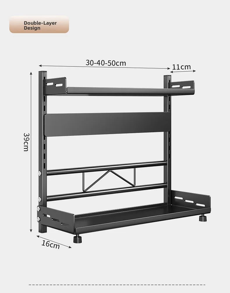 Multi-Layer Kitchen Storage Rack Carbon Steel for Spices and Tools