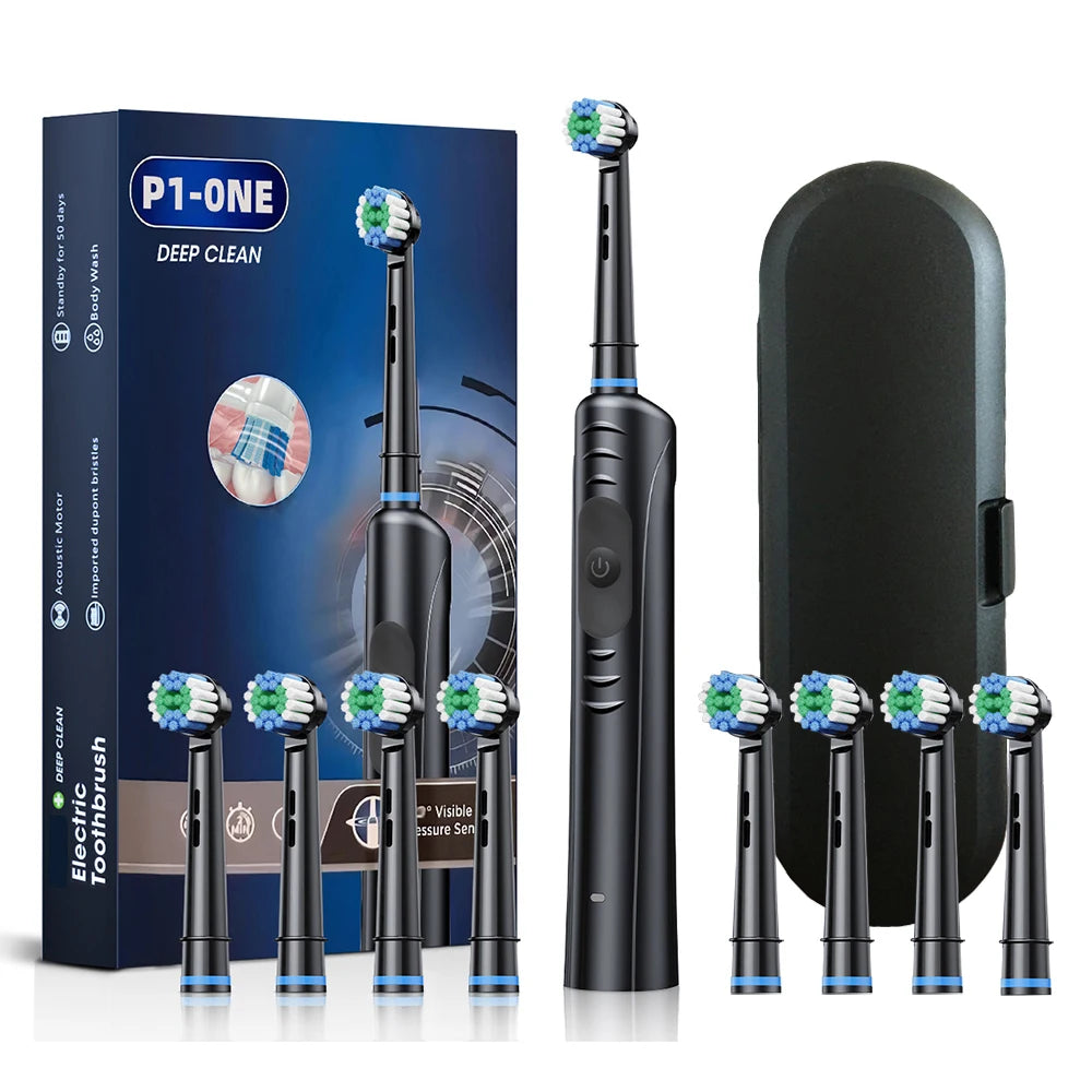 Rechargeable Rotary Electric Toothbrush – 8 Brush Heads